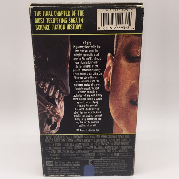 Alien 3 VHS Video Sigourney Weaver Science Fiction - Picture 3 of 9